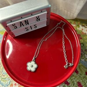 Brighton White Enamel Flower Necklace Adjustable